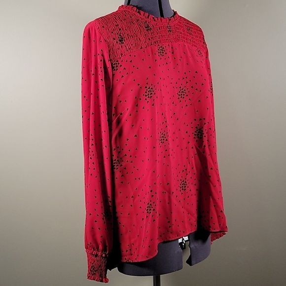 Maison Jules Heart-Print Smocked Top Sz XL - Picture 2 of 14